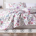 Kasentex Spring Floral Quilt Set - Lightweight & Reversible - Cozy & Stylish Bedding - Machine Washable, Room Decor, Graduation Gifts