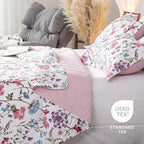 Kasentex Spring Floral Quilt Set - Lightweight & Reversible - Cozy & Stylish Bedding - Machine Washable, Room Decor, Graduation Gifts