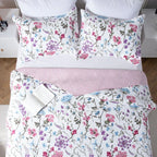 Kasentex Spring Floral Quilt Set - Lightweight & Reversible - Cozy & Stylish Bedding - Machine Washable, Room Decor, Graduation Gifts