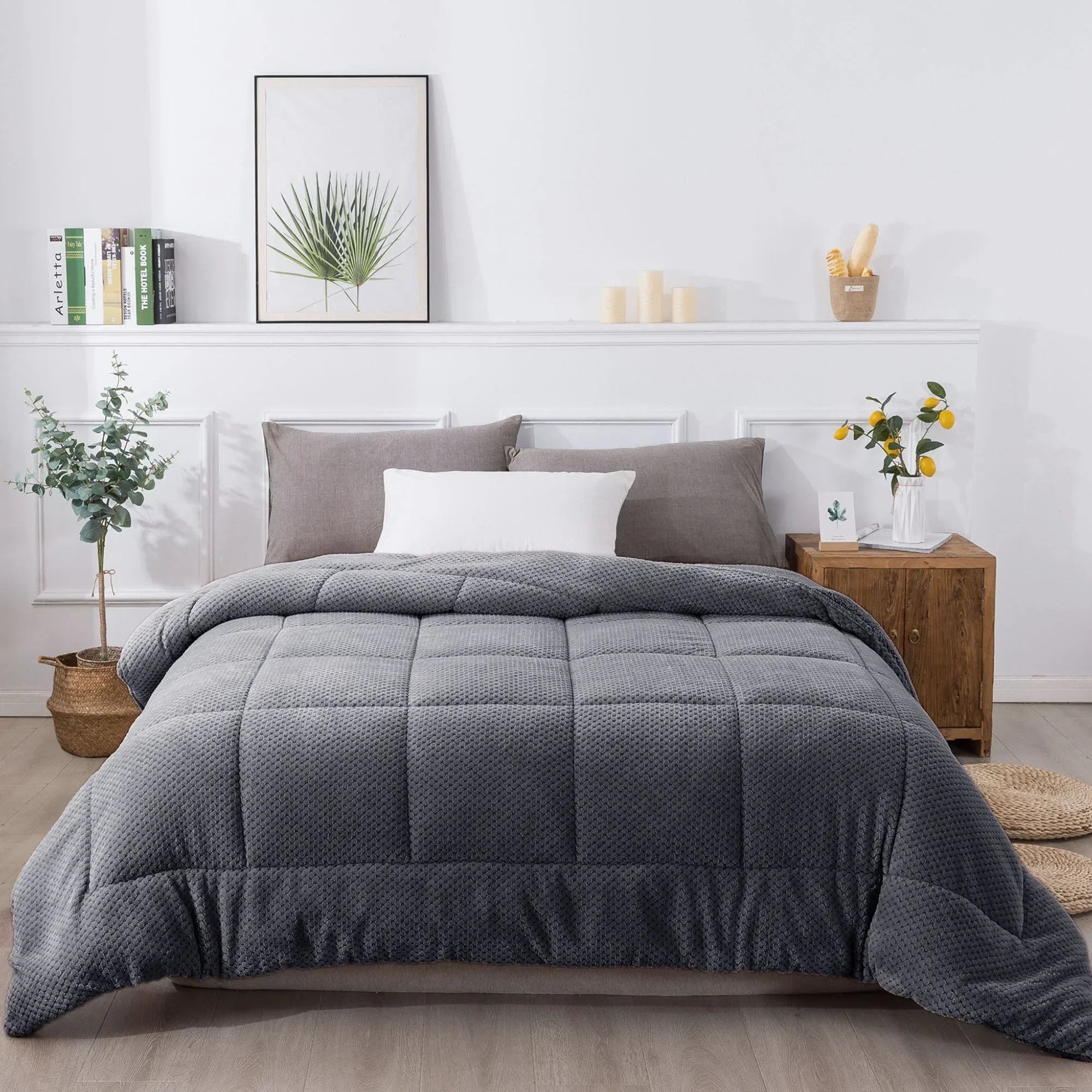 Kasentex Ultra Soft All Season Reversible Plush Sherpa Lined Comforter, Twin, Queen, King