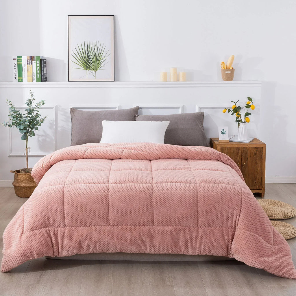 Kasentex Ultra Soft All Season Reversible Plush Sherpa Lined Comforter, Twin, Queen, King