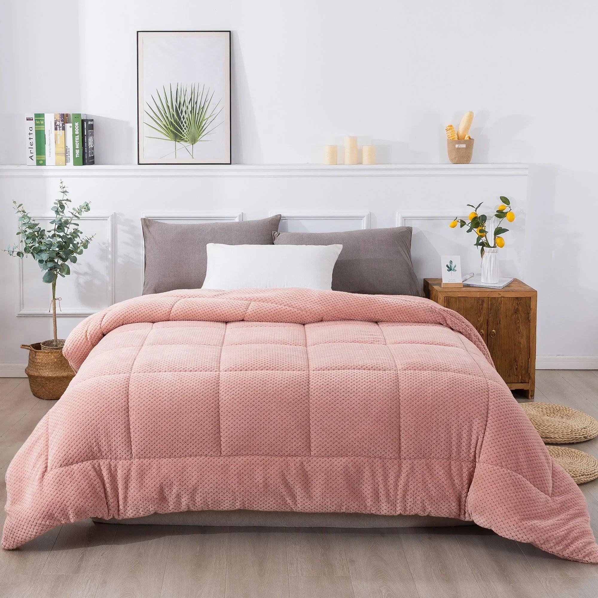 Kasentex Ultra Soft All Season Reversible Plush Sherpa Lined Comforter, Twin, Queen, King