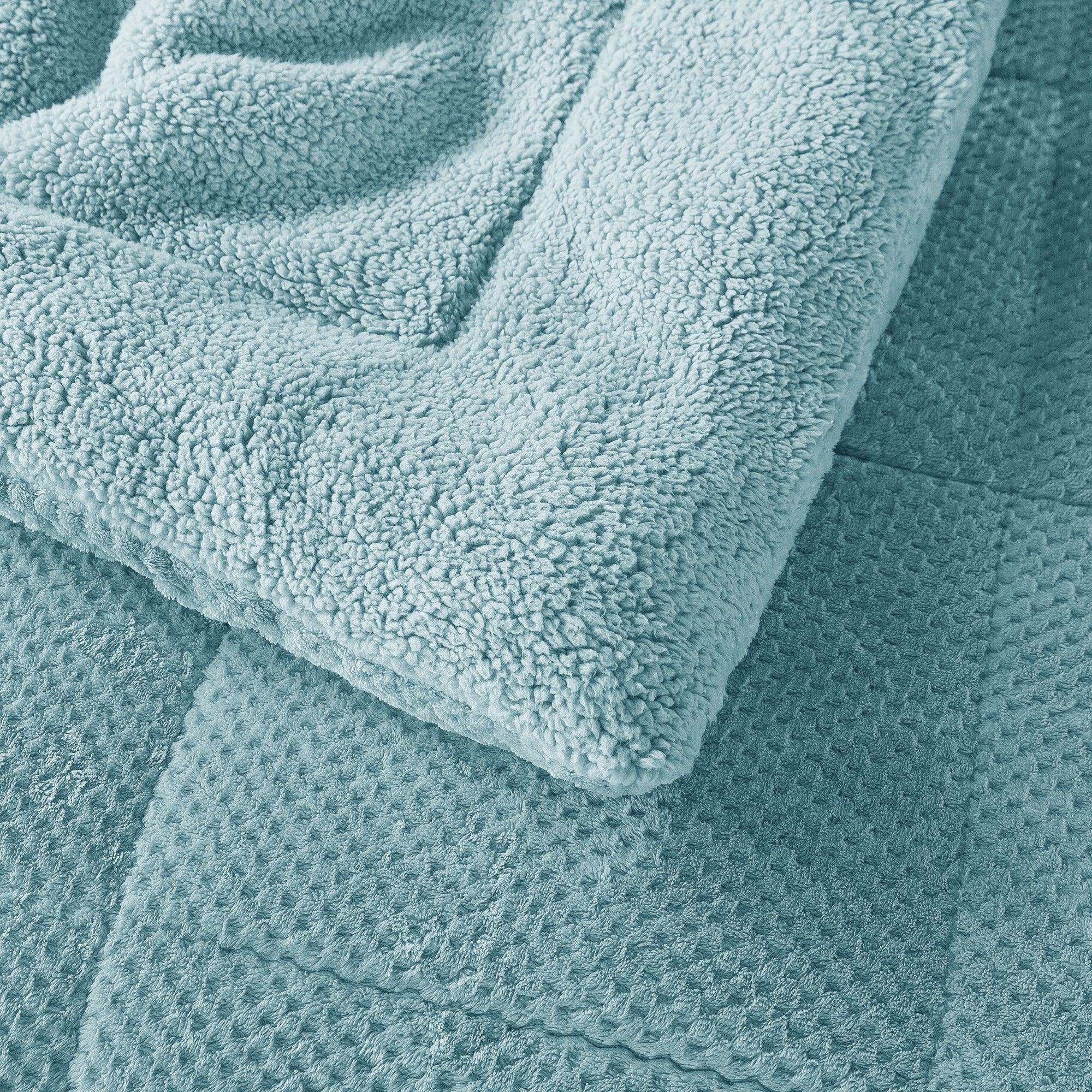 Kasentex Ultra Soft All Season Reversible Plush Sherpa Lined Comforter, Twin, Queen, King