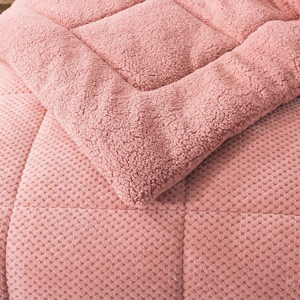 Kasentex Ultra Soft All Season Reversible Plush Sherpa Lined Comforter, Twin, Queen, King
