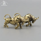 Brass Retro Bullfighting Figurine Keyring Lanyard Hanging Jewelry Metal Copper Zodiac Animal Bull Car... - House Of Avana