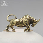 Brass Retro Bullfighting Figurine Keyring Lanyard Hanging Jewelry Metal Copper Zodiac Animal Bull Car... - House Of Avana