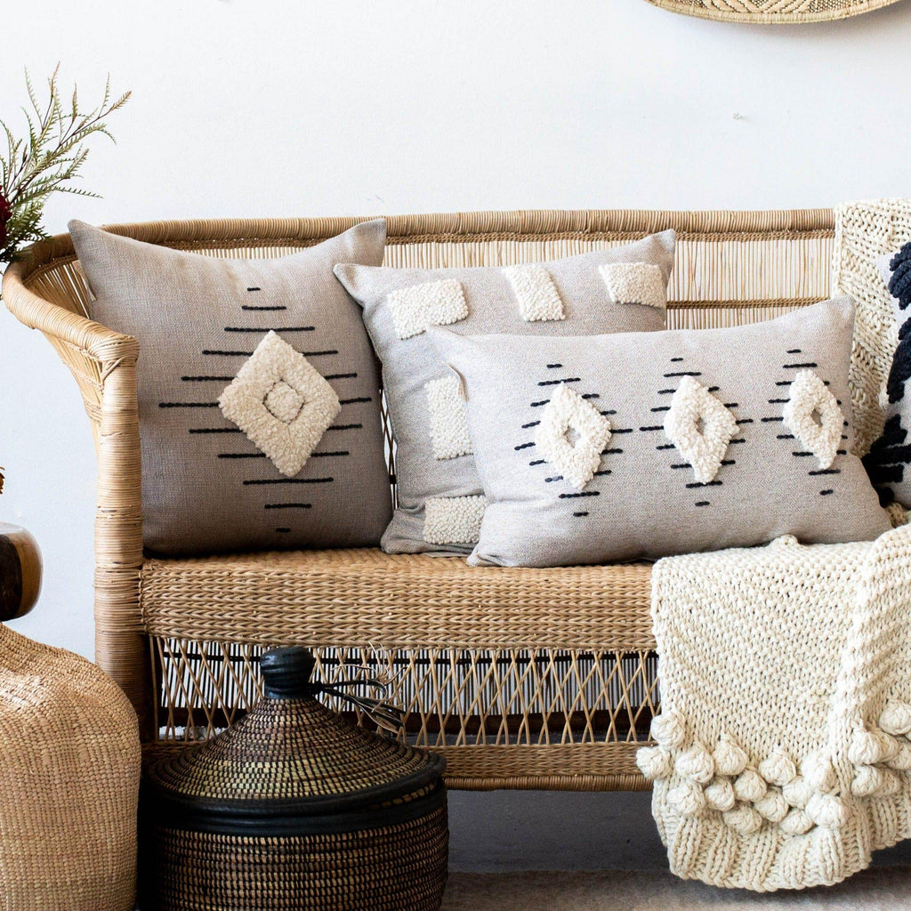 Khanya Throw Pillow in Grey and White Kanju Interiors