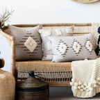 Khanya Throw Pillow in Grey and White Kanju Interiors
