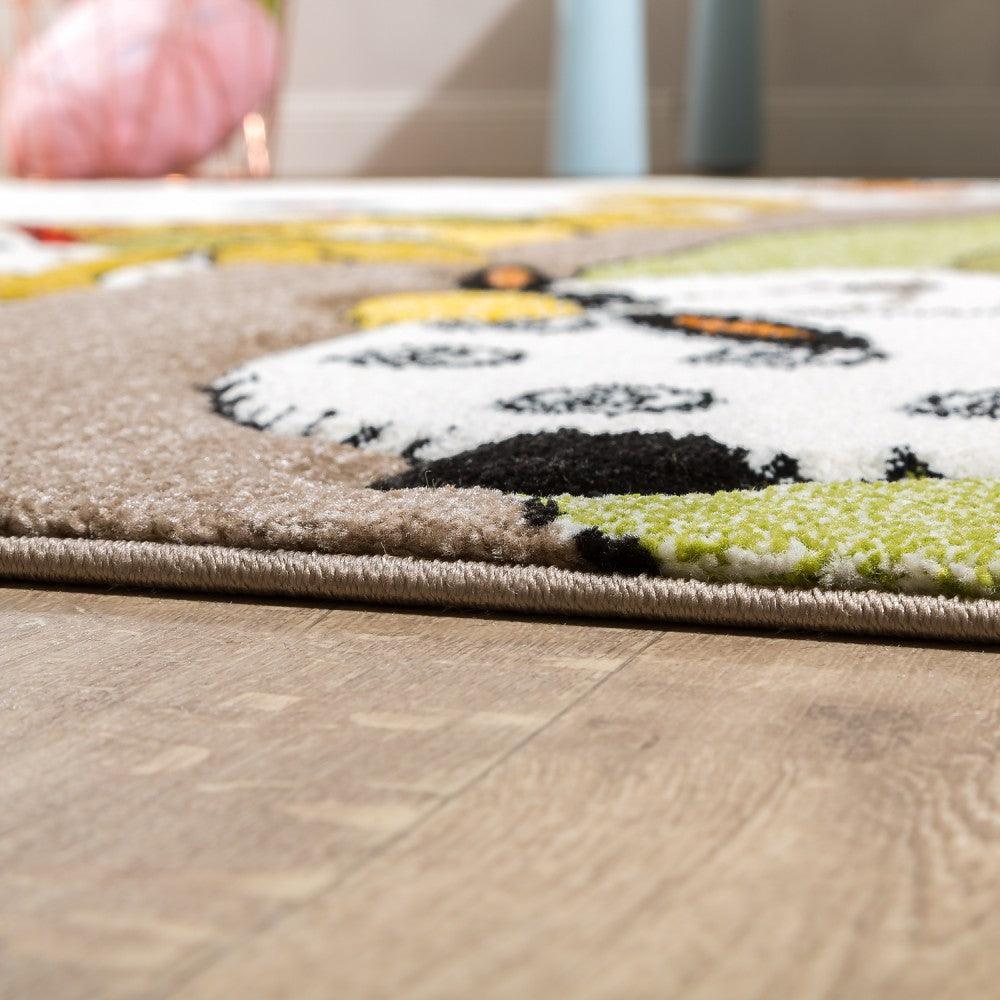 Kid's Rug Cosmo with Baby Giraffe & Sheep in Beige Cream RugYourHome