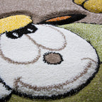 Kid's Rug Cosmo with Baby Giraffe & Sheep in Beige Cream RugYourHome