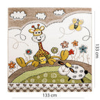 Kid's Rug Cosmo with Baby Giraffe & Sheep in Beige Cream RugYourHome
