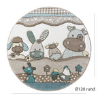 Kids Rug Nursery Contour Cut Farm Animals Beige Cream Pastel RugYourHome
