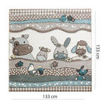 Kids Rug Nursery Contour Cut Farm Animals Beige Cream Pastel RugYourHome