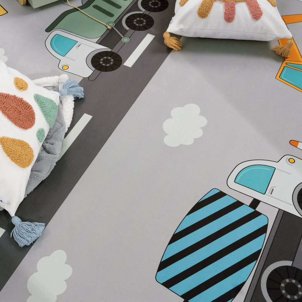 Kids Play-Mat Bob Construction Road with Trucks & Cranes RugYourHome