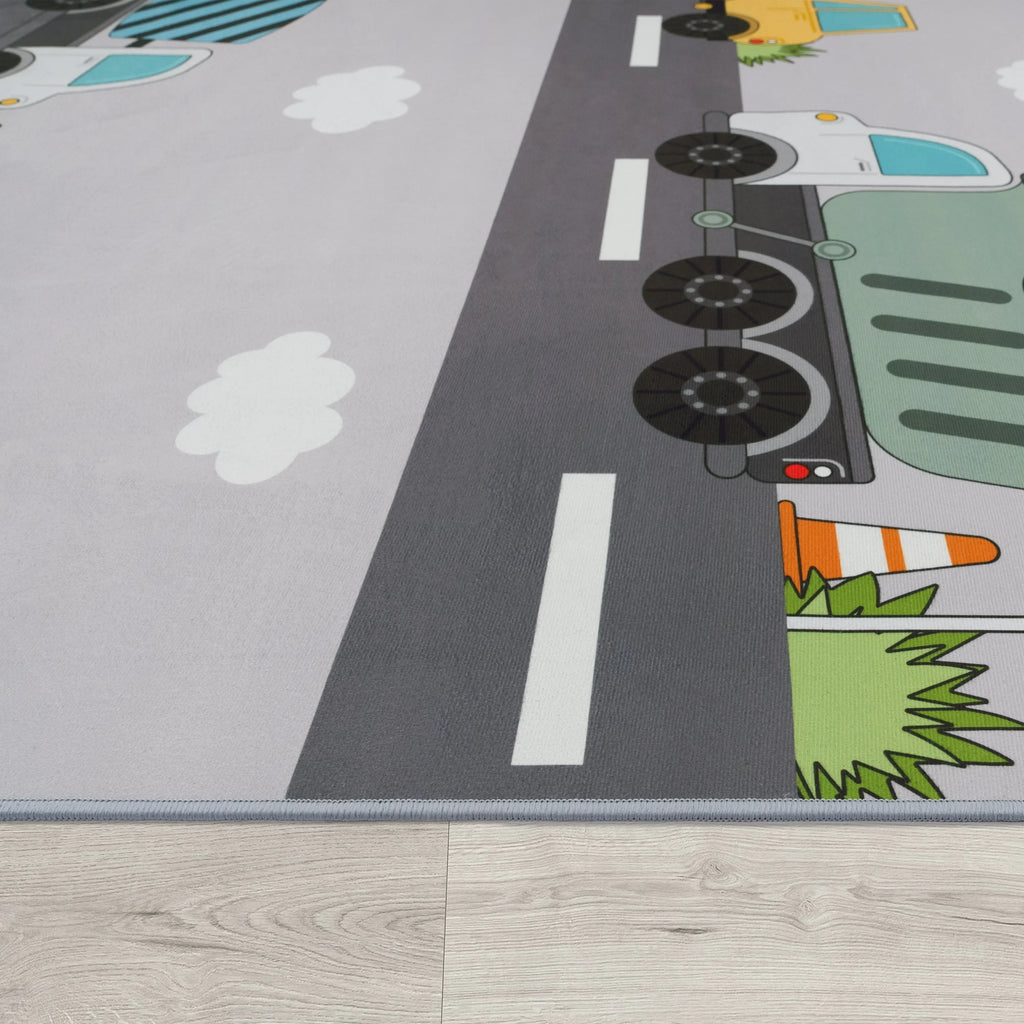 Kids Play-Mat Bob Construction Road with Trucks & Cranes RugYourHome