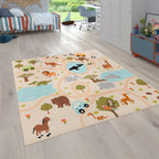 Kids Play-Mat Lilo with Wild Animals in Beige RugYourHome
