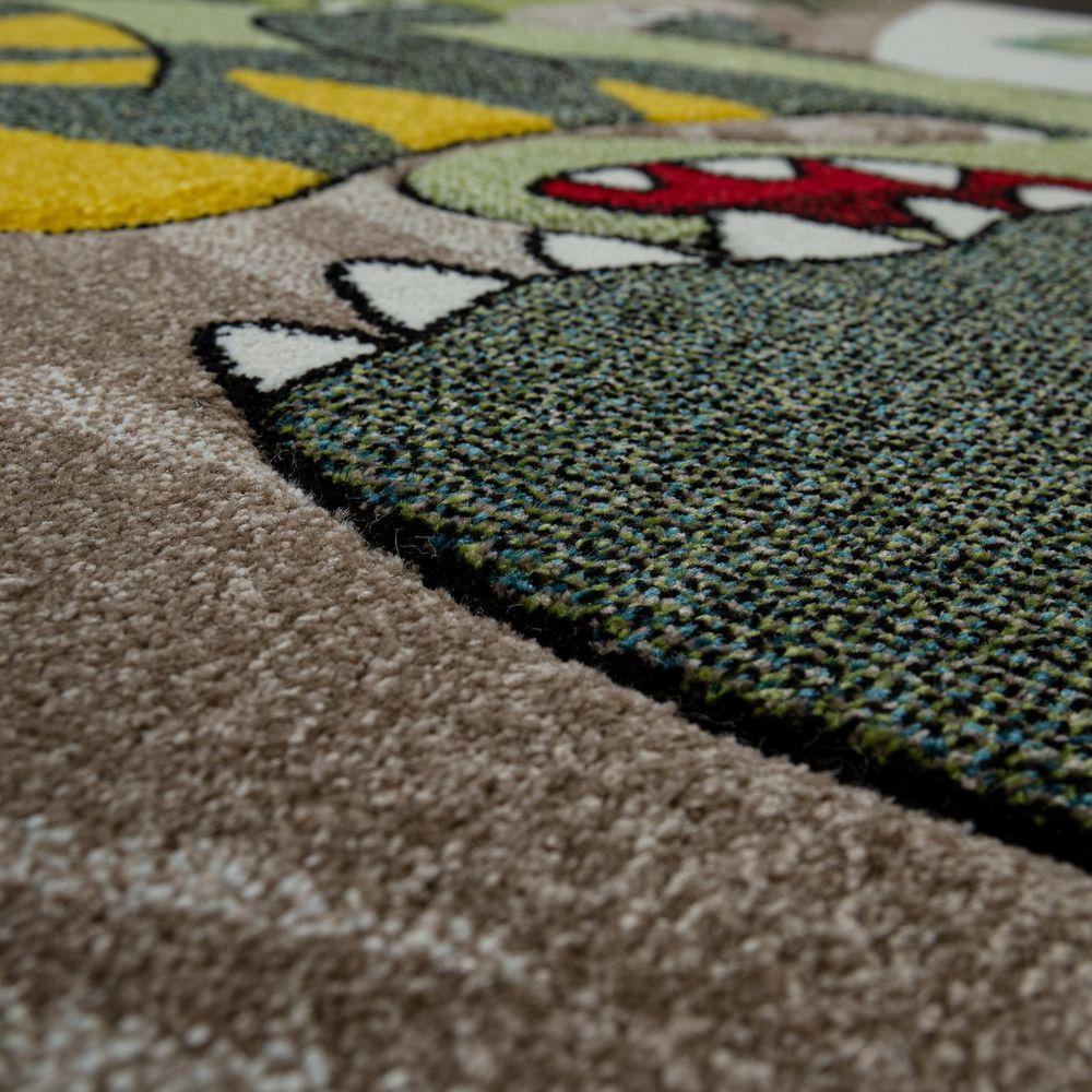 Kids Room Rug Dinosaur Jungle Volcano 3D in Green RugYourHome