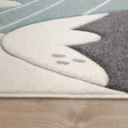 Kids Rug Cosmo for Nursery with Mountains in Pastel Blue White RugYourHome