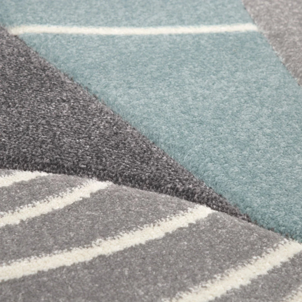 Kids Rug Cosmo for Nursery with Mountains in Pastel Blue White RugYourHome