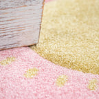 Kids Rug Cosmo with Rainbow & Clouds in Colorful Pink, back view - House Of Avana