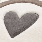 Kids Rug Cosmo with Rainbow & Hearts in Cream, back view - House Of Avana