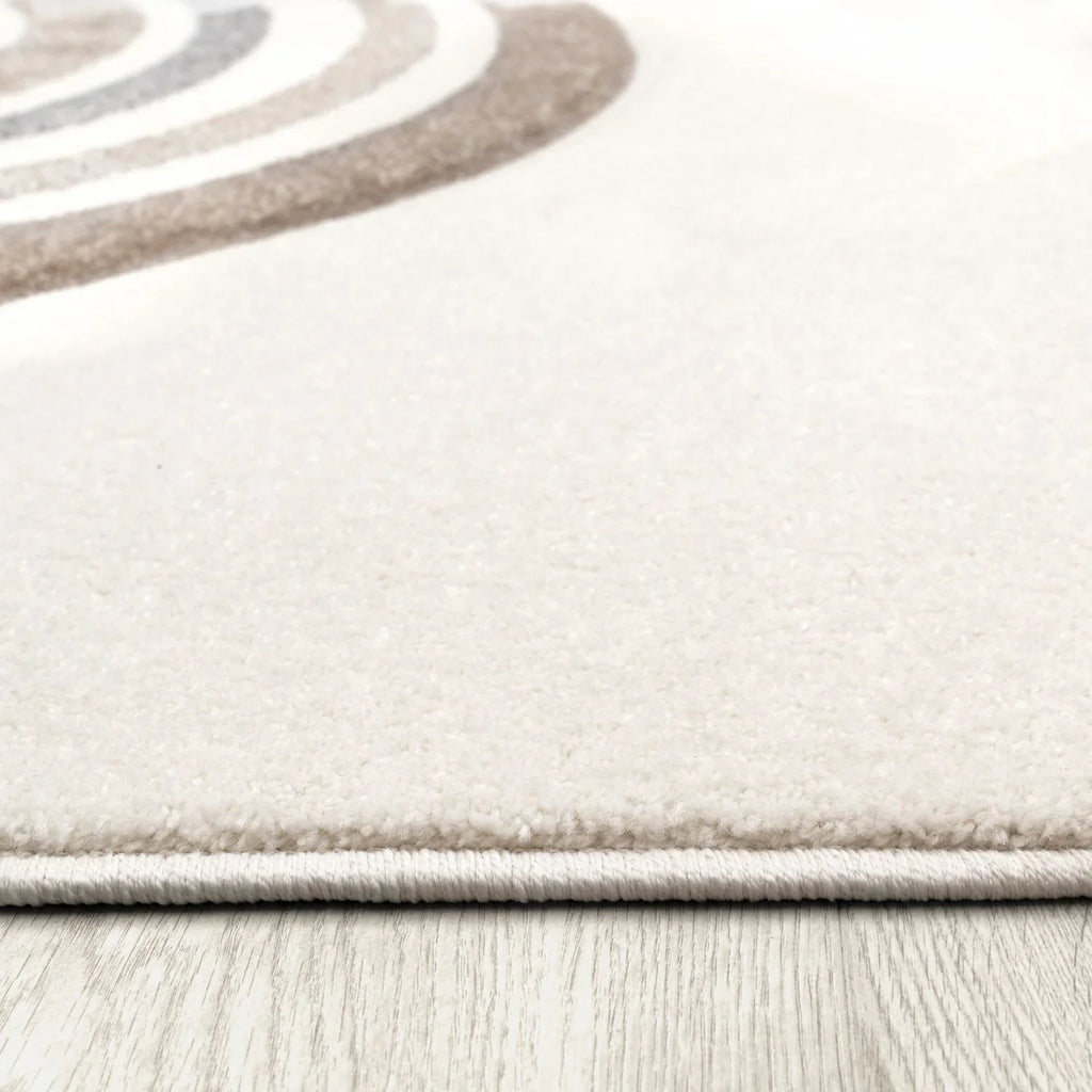 Kids Rug Cosmo with Rainbow & Hearts in Cream, side view - House Of Avana