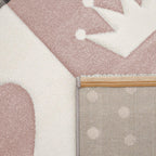 Kids Rug Dots Hearts Crowns Checked White Pink Pastel RugYourHome