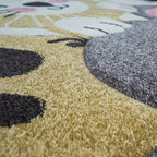 Kids Rug Elaya for Nursery Happy Animals in Cream Pastel, back view - House Of Avana