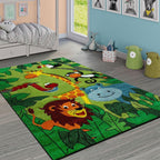 Kids Rug for Nursery Jungle Animals Green RugYourHome