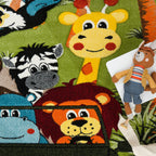 Kids Rug Jungle Safari Jeep with Lion & Hippo RugYourHome