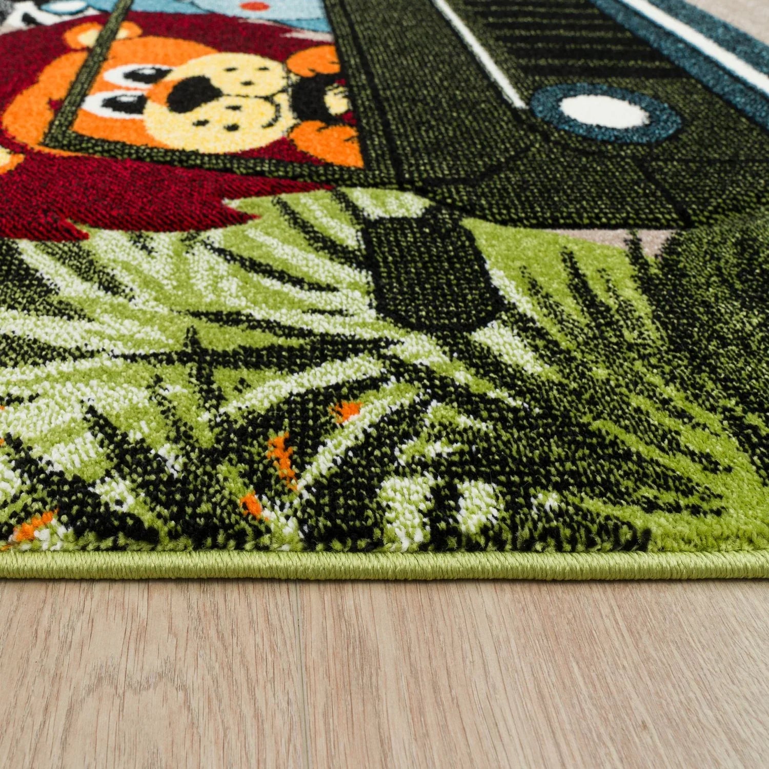 Kids Rug Jungle Safari Jeep with Lion & Hippo RugYourHome