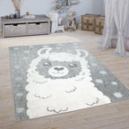 Kids Rug Lilo with Cute Llama Motif - Grey White RugYourHome