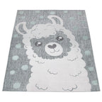 Kids Rug Lilo with Cute Llama Motif - Grey White RugYourHome