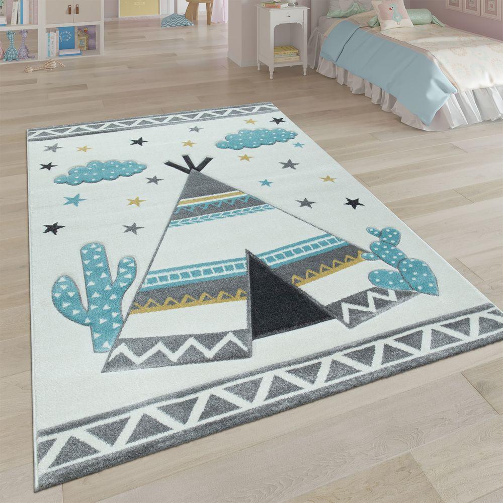 Kids Rug Modern Pastel Colors Teepee Tent in Desert 3D RugYourHome