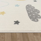 Kids Rug Nino Pastel Colored Mountains & Dreamy Sky, detail shot - House Of Avana
