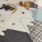 Kids Rug Nino Pastel Colored Mountains & Dreamy Sky, top view - House Of Avana