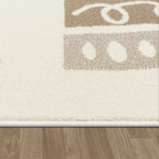 Kids Rug Nino with Rainbow and Hearts for Nursery in Beige Brown RugYourHome