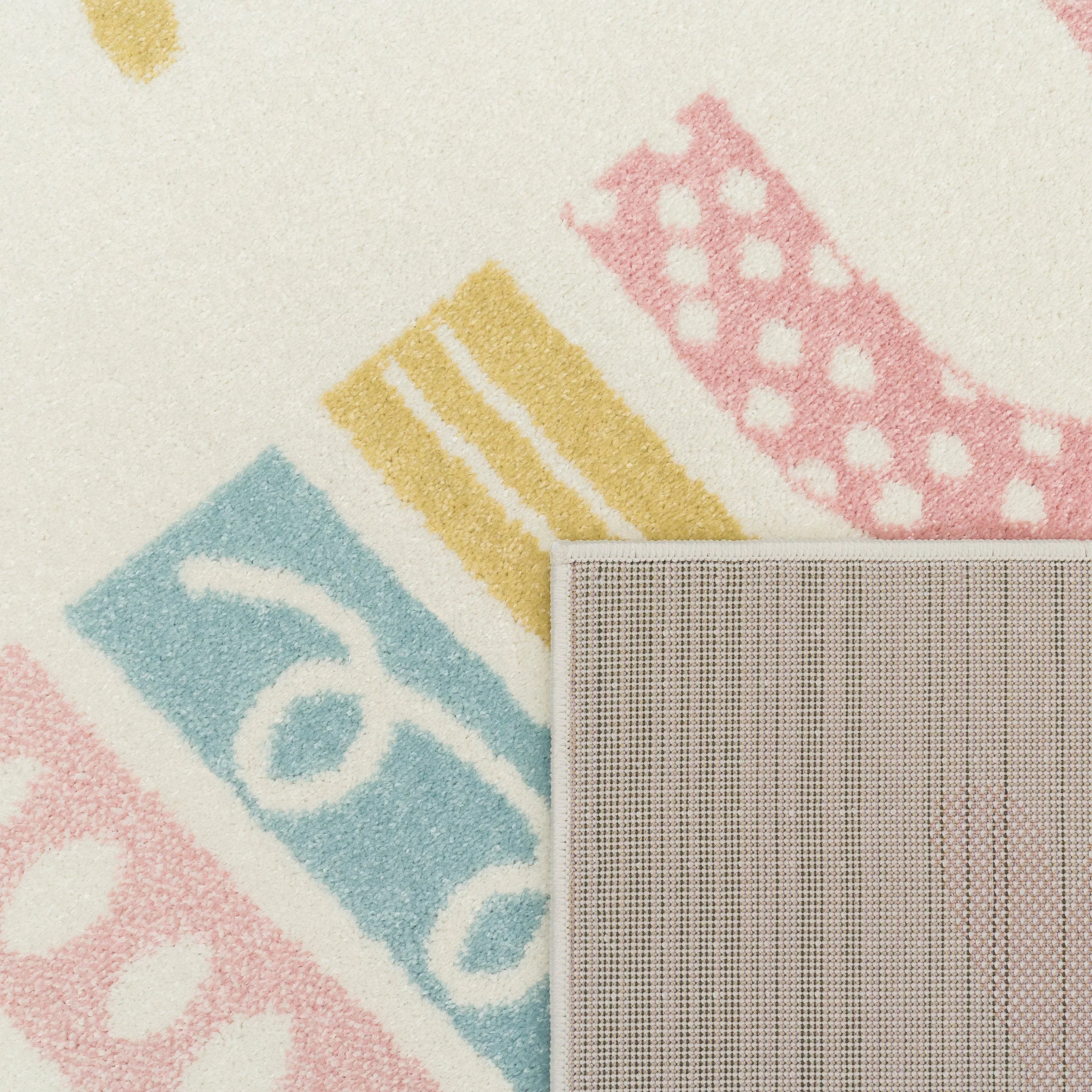 Kids Rug Nino with Rainbow and Hearts for Nursery in Cream RugYourHome