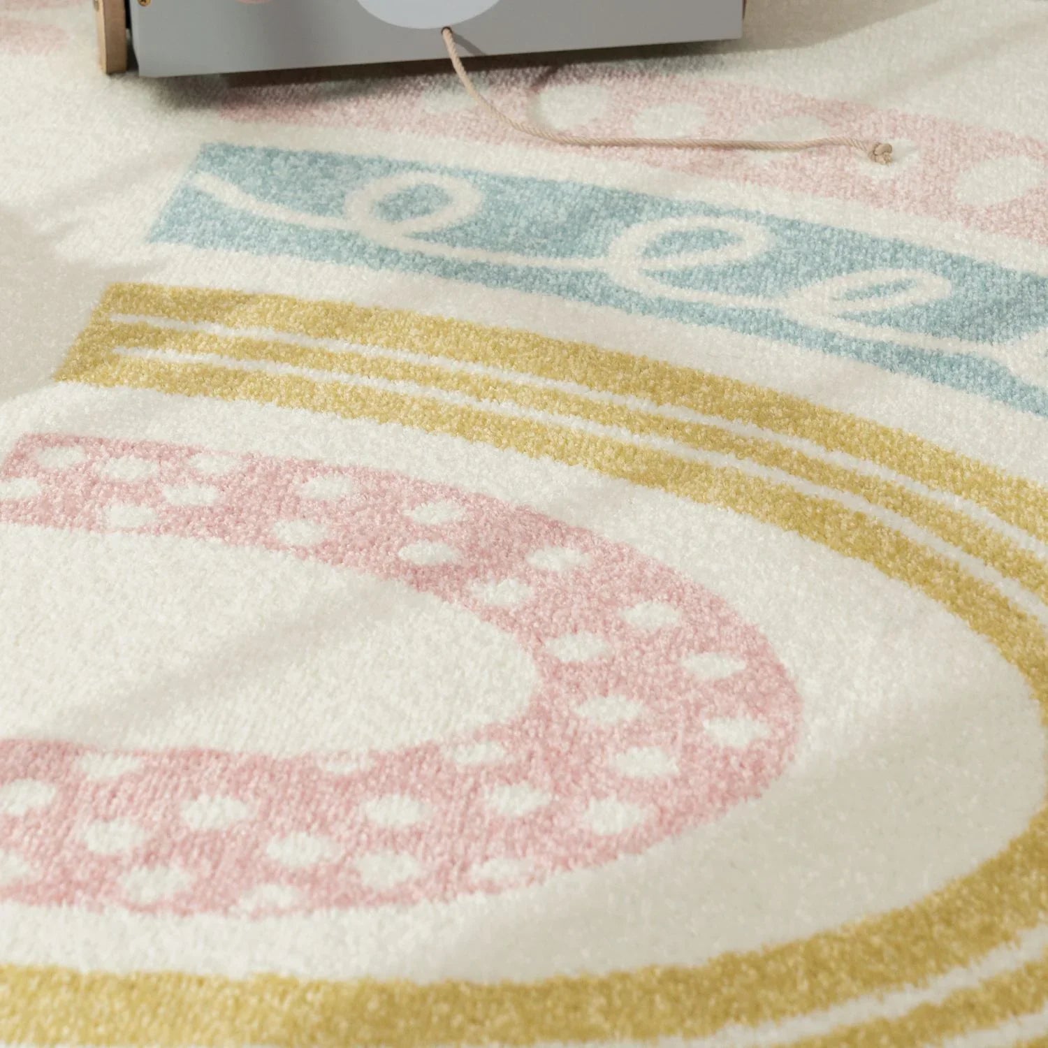 Kids Rug Nino with Rainbow and Hearts for Nursery in Cream RugYourHome