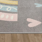 Kids Rug Nino with Rainbow and Hearts for Nursery in Grey RugYourHome