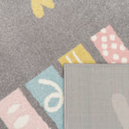 Kids Rug Nino with Rainbow and Hearts for Nursery in Grey RugYourHome