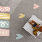Kids Rug Nino with Rainbow and Hearts for Nursery in Grey RugYourHome