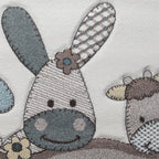 Kids Rug Nursery Contour Cut Farm Animals Beige Cream Pastel, side view - House Of Avana