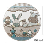 Kids Rug Nursery Contour Cut Farm Animals Beige Cream Pastel, detail shot - House Of Avana