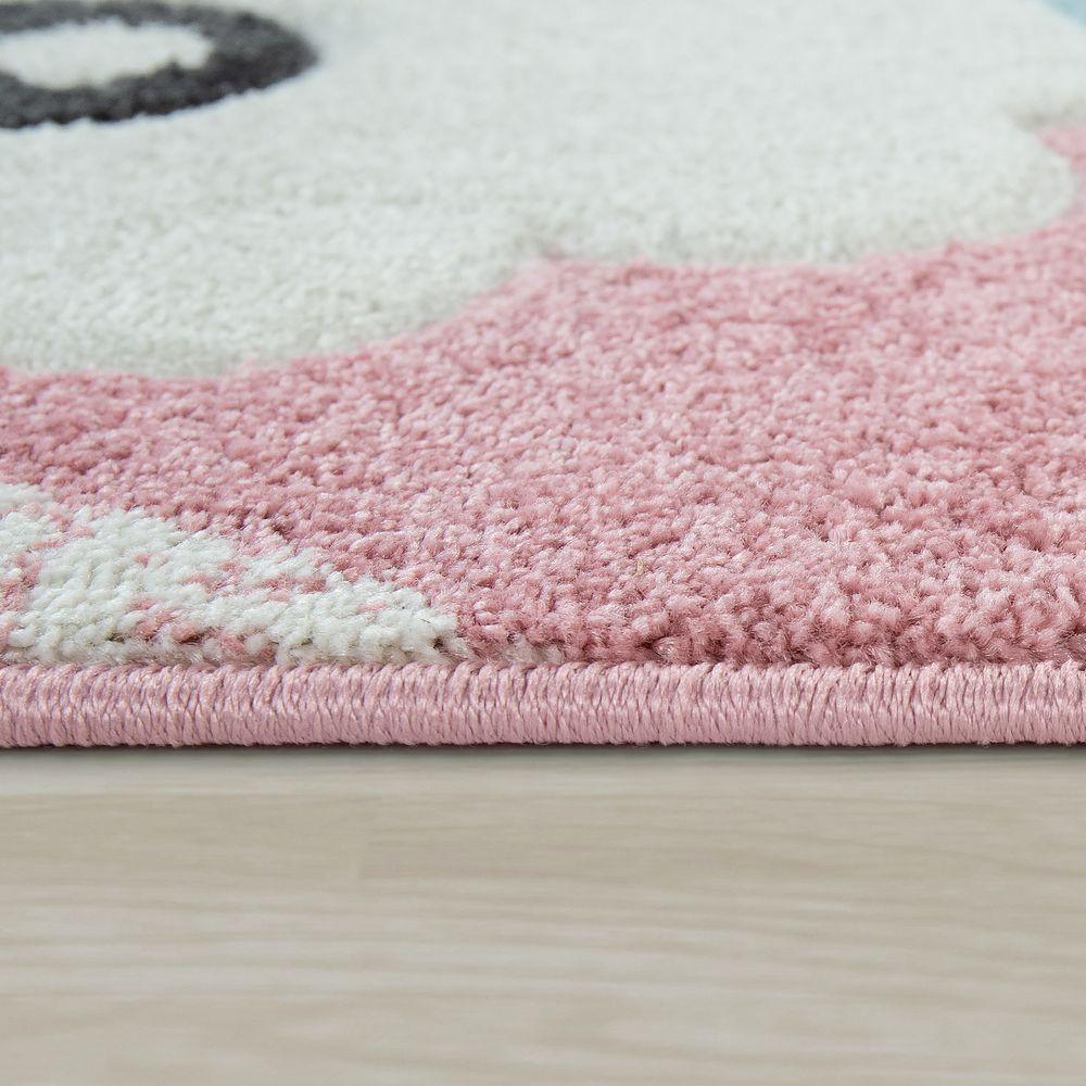 Kids Rug Nursery Cute Alpaca 3D Pink White Pastel RugYourHome