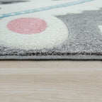 Kids Rug Nursery Cute Alpaca 3D White Grey Pastel RugYourHome