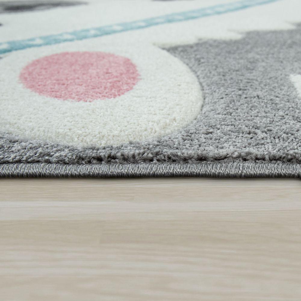 Kids Rug Nursery Cute Alpaca 3D White Grey Pastel RugYourHome