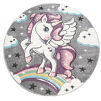Kids Rug Rainbow Unicorn Colourful Grey RugYourHome