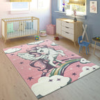 Kids Rug Rainbow Unicorn Pastel Pink RugYourHome