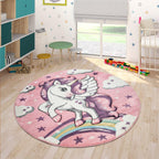 Kids Rug Rainbow Unicorn Pastel Pink RugYourHome